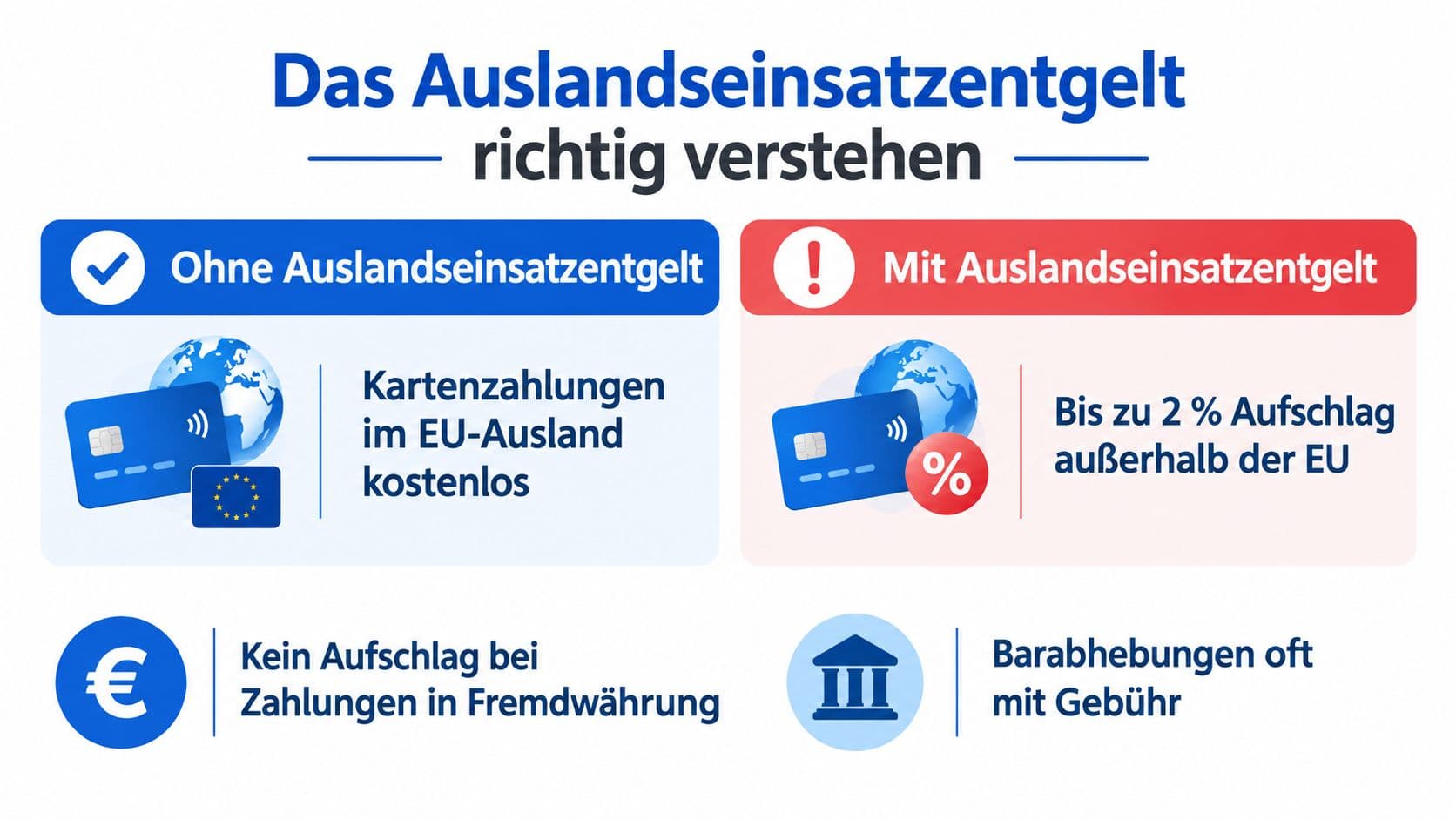 Infografik zum Auslandseinsatzentgelt innerhalb und außerhalb der Europäischen Union