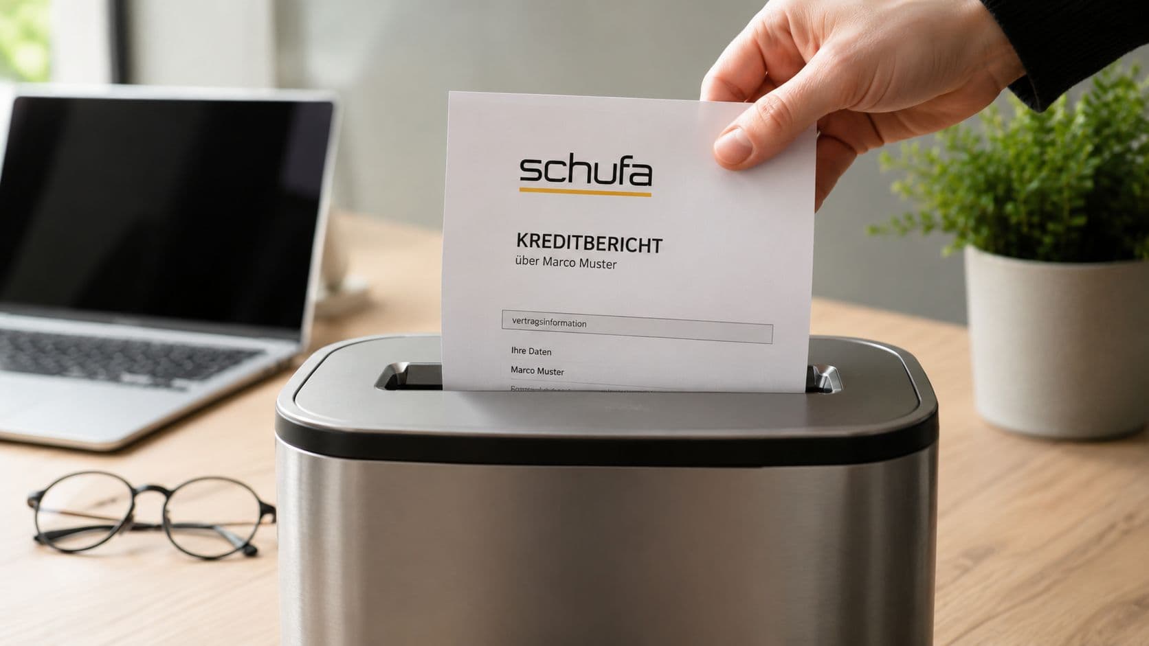 Person prüft Unterlagen und schreibt einen Widerspruch am Schreibtisch